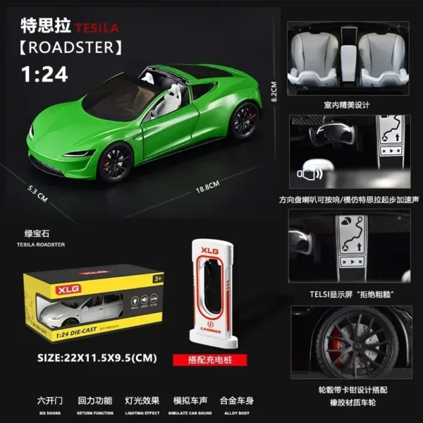 1:24 Tesla Roadster Diecast Model Car - Image 11