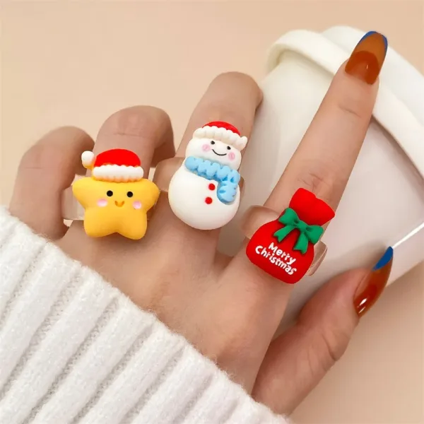 Metal Christmas Themed Fashion Rings 2023