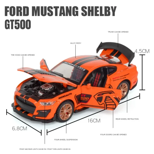 1/32 Ford Shelby GT500 GT350 Diecast Car - Image 3