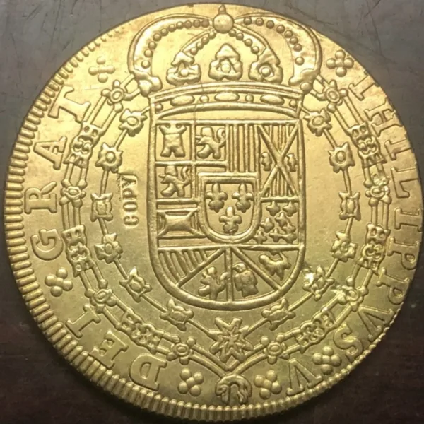 1712 Gold Plated 8 Escudos Coin Replica - Image 3