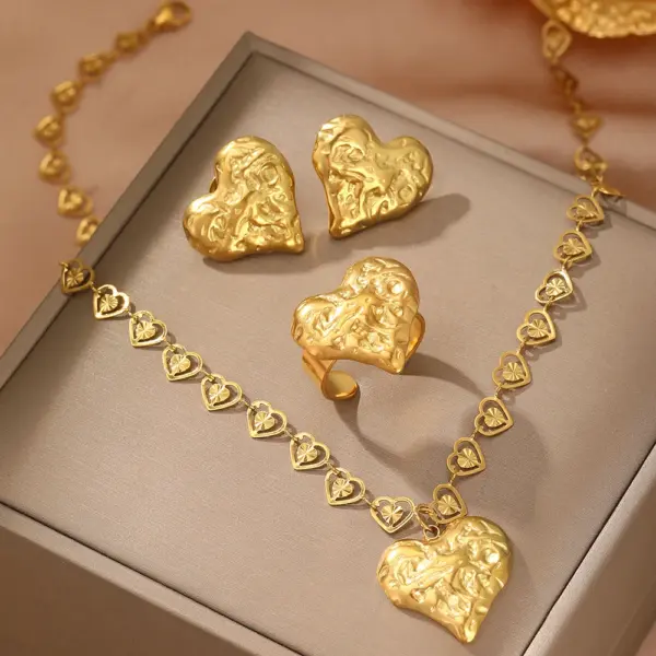 Stainless Steel Heart Jewelry Set for Women - Image 2
