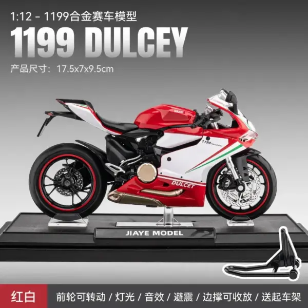 1:12 Scale Ducati 1199 Metal Motorcycle Model - Image 8