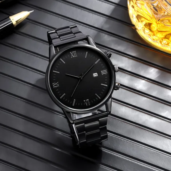 Men's Stylish Black Watch and Accessory Set - Image 3