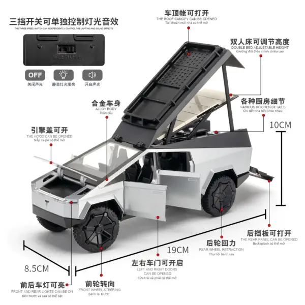 1:24 Alloy Tesla Pickup Truck Model - Image 3