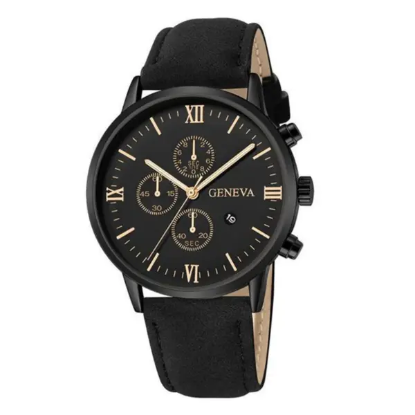 Men's Analog Quartz Watch with Leather Band - Image 4