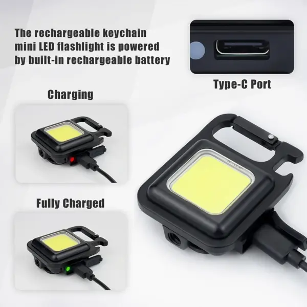 COB LED Keychain Flashlight with Bottle Opener - Image 3