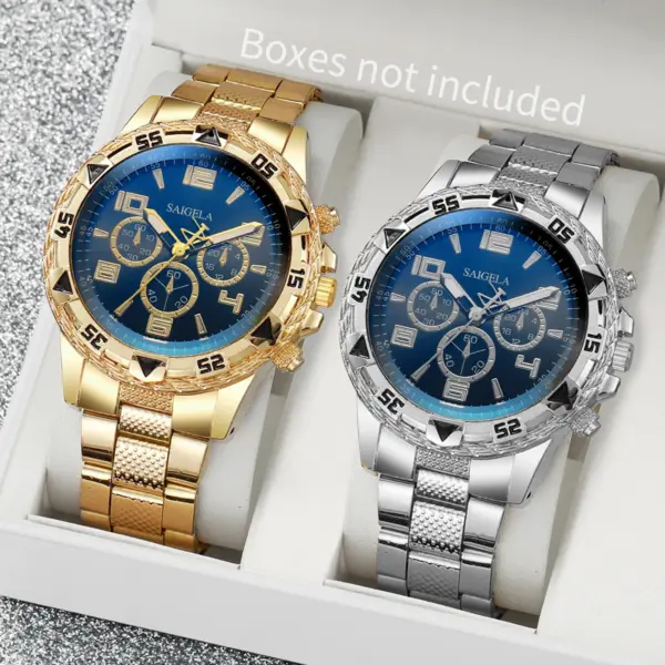 2pcs Men's Quartz Watches Set with Alloy Band - Image 2