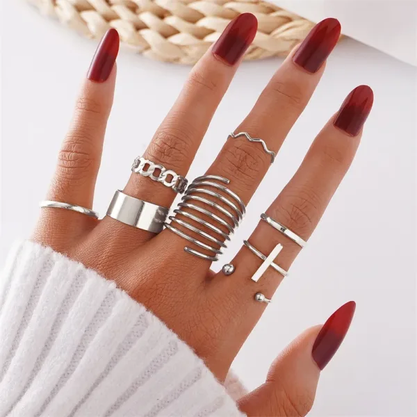 Silver Cross Ring Set for Women and Girls - Image 12