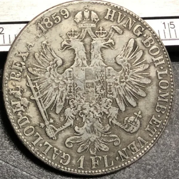 1859 Austria 1 Florin Silver Plated Coin - Image 3