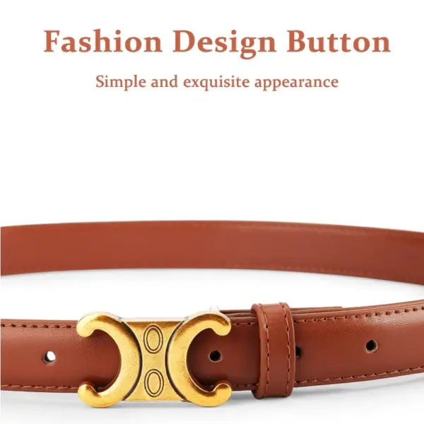 Fashion Women's Genuine Leather Belt with Gold Buckle - Image 2