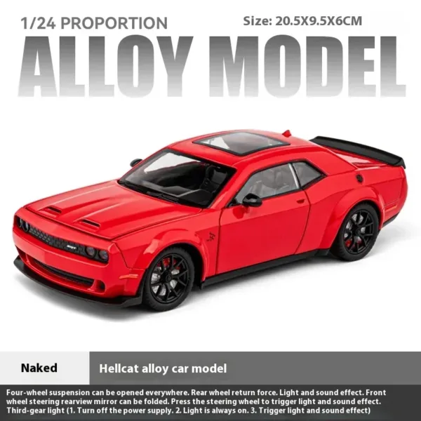 1:24 Dodge Challenger SRT Hellcat Diecast Model - Image 9