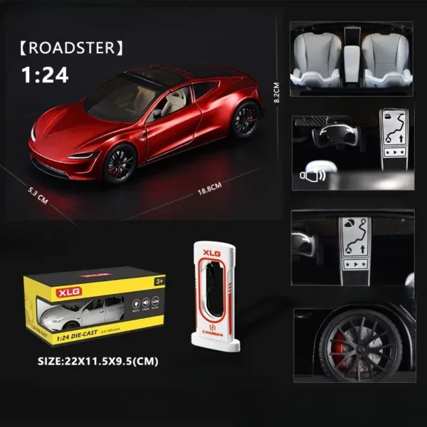 1:24 Scale Tesla Roadster Diecast Model Car - Image 11