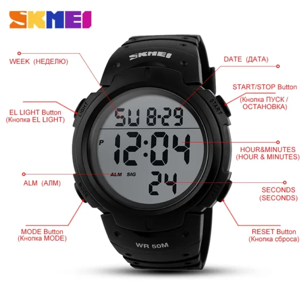 Men's Digital Sport Watch with Alarm and Calendar - Image 6