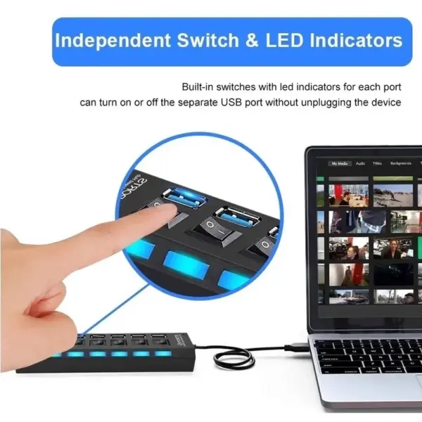 7-Port USB Hub with On/Off Switch for PC - Image 5