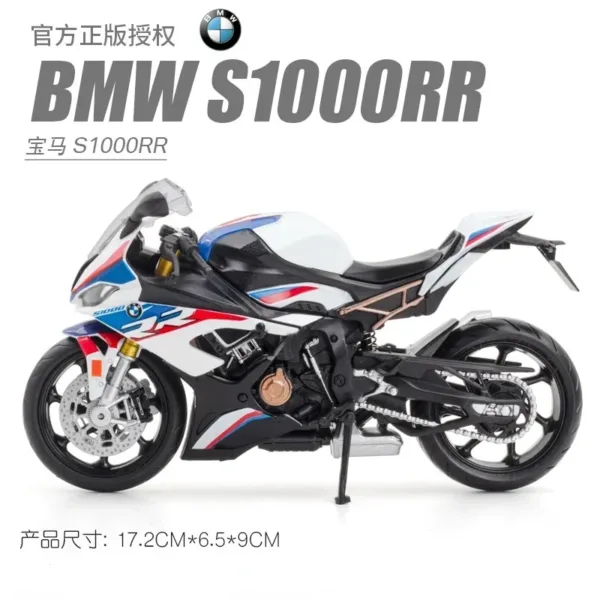 1:12 Scale BMW S1000RR Metal Toy Motorcycle - Image 7