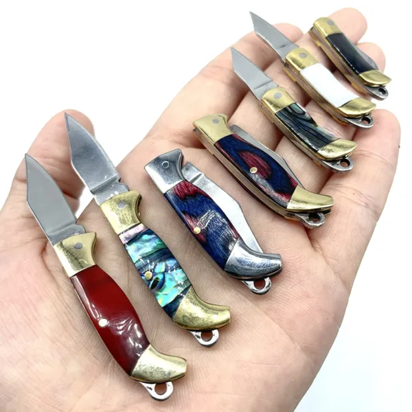 Mini Brass Folding Knife with Shell Handle - Image 2