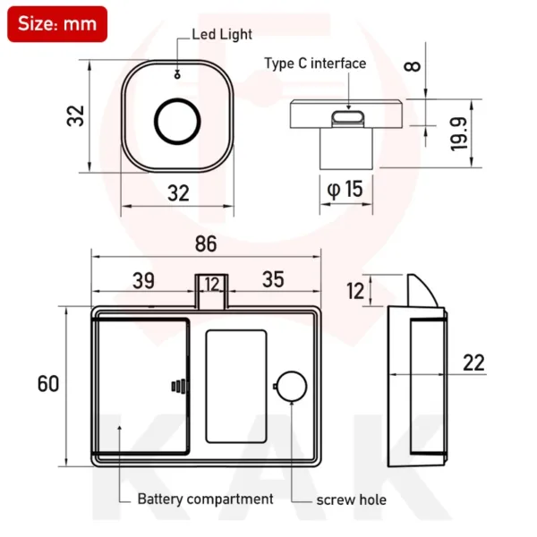 KAK Biometric Fingerprint Cabinet Lock - Image 6