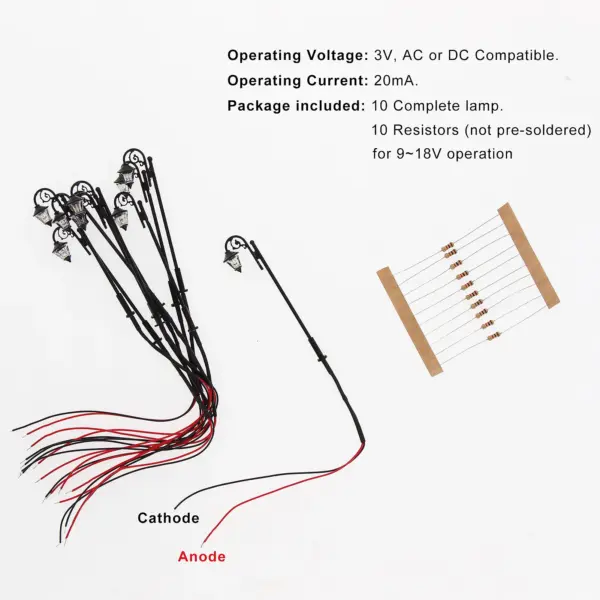 10pcs HO Scale Warm White LED Street Lamps - Image 5