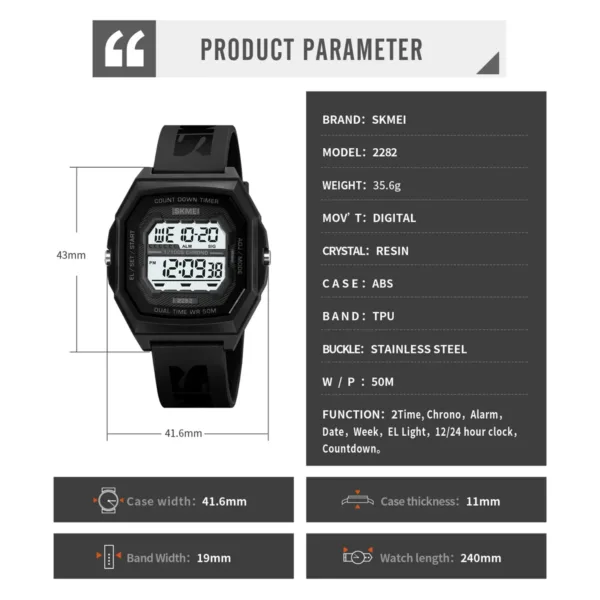 Digital Waterproof Sports Watch for Men and Women - Image 7
