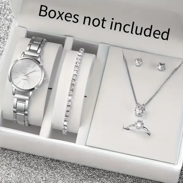 6PCS Women's Quartz Watch and Jewelry Set