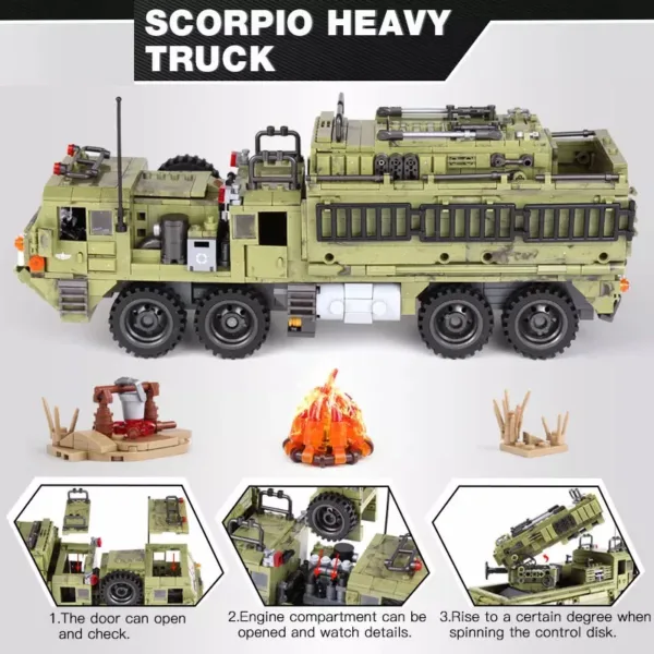 1377pcs Military Scorpio Truck Building Blocks - Image 3