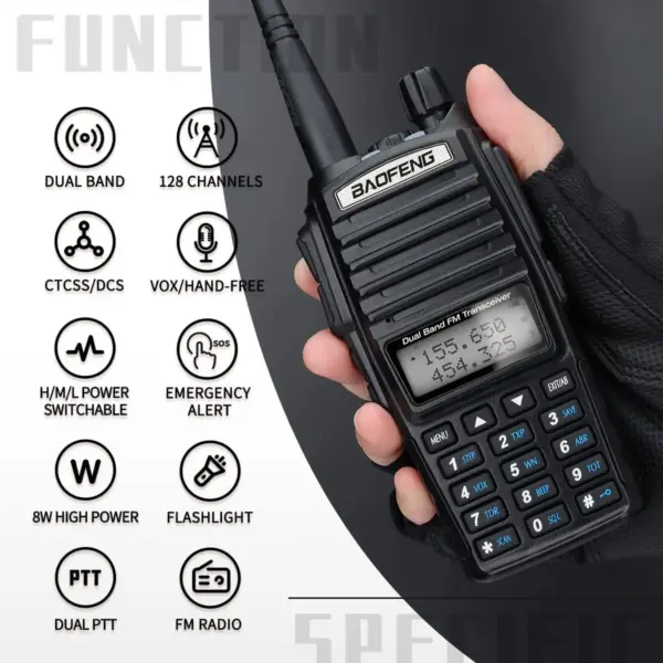 Baofeng UV-82 Dual PTT Walkie Talkie 8W - Image 4