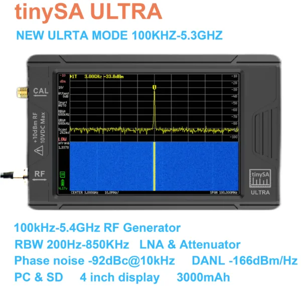 tinySA ULTRA 100KHz-5.3GHz Spectrum Analyzer