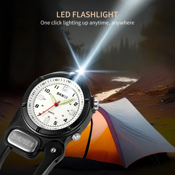 Outdoor Quartz Pocket Watch with LED Flashlight - Image 2