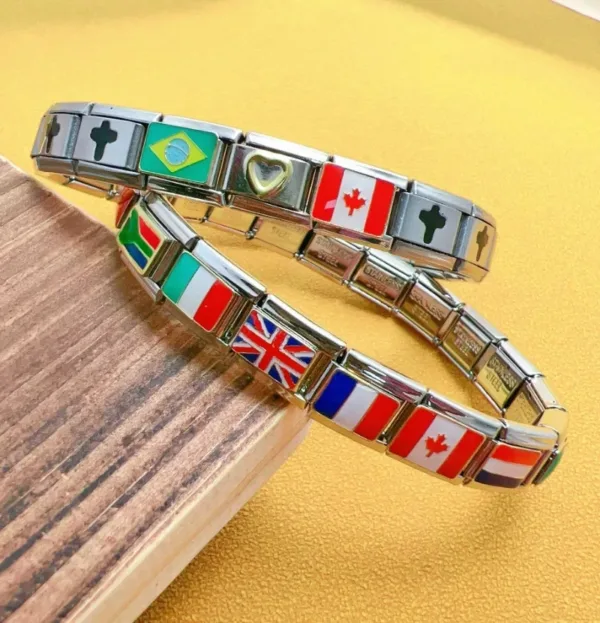 Italian Flag Charm Bracelet in Stainless Steel - Image 4