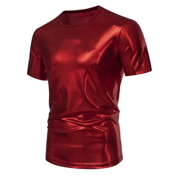 Men's Glossy Silver Gold Casual Party T-Shirt - Image 10