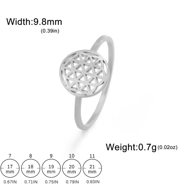 Flower of Life Vintage Stainless Steel Ring - Image 7