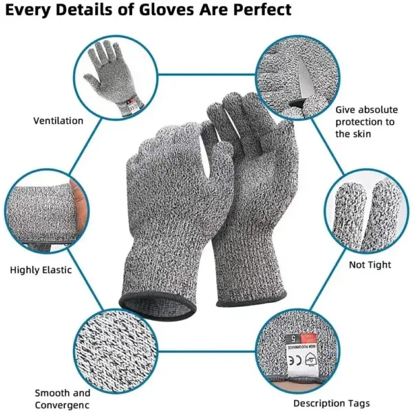 Grade 5 Anti-Cut HPPE Safety Gloves - Image 5