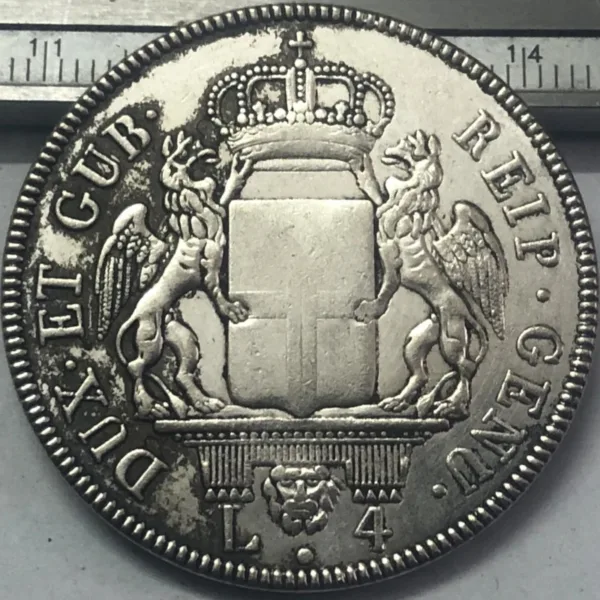 Antique Imitation 4 Lire Coin from 1840 - Image 3