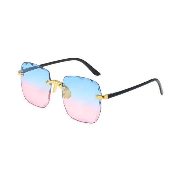 Rimless Women's Gradient Fashion Sunglasses - Image 14