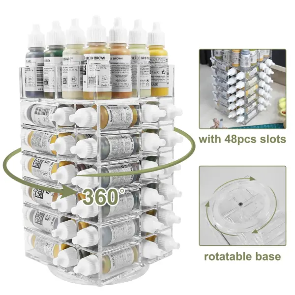 Rotating Paint Bottle Organizer with 48 Slots