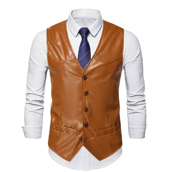 Men's Plus Size Vintage Leather Vest S-5XL - Image 6