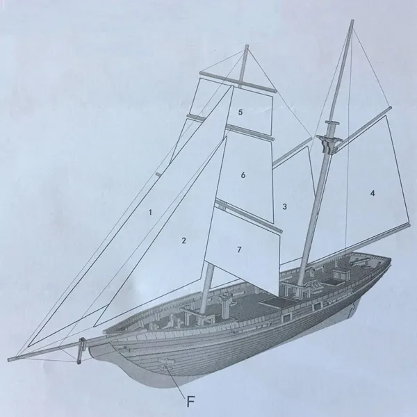 1:70 Scale Wooden Sailing Boat Model DIY Kit - Image 4