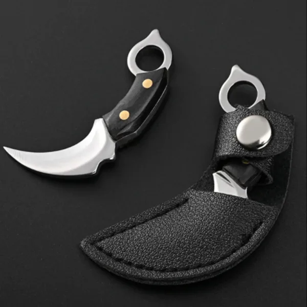 Mini Portable Fixed Blade Knife with Wood Handle - Image 2