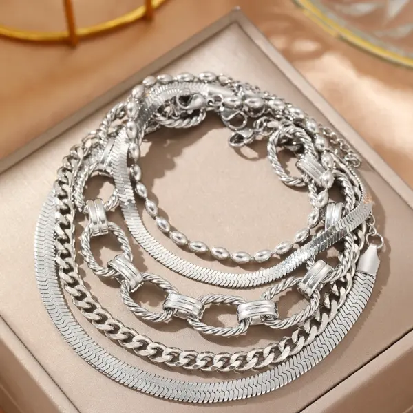 Stylish Stainless Steel Bracelet Set for Women - Image 4