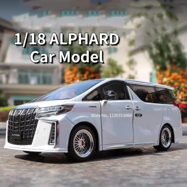 1/18 Scale White Alphard Alloy Model Car