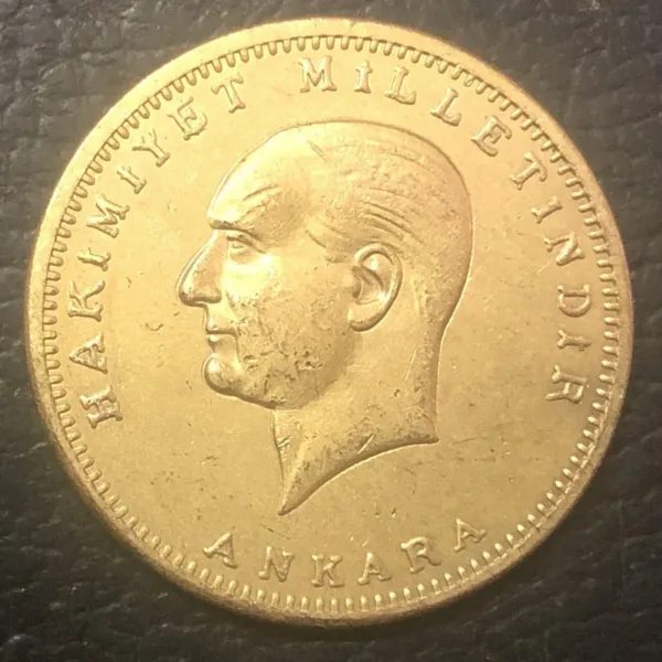 1923 Turkey 250 Kurus Replica Gold Coin - Image 2