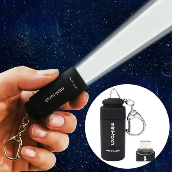 Mini USB Rechargeable Keychain Flashlight