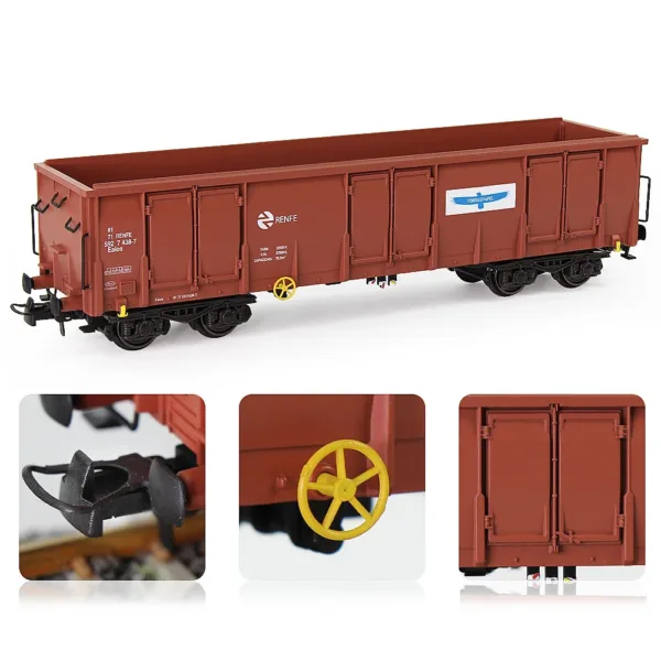 HO Scale 1:87 Brown RENFE Gondola Car Set - Image 4