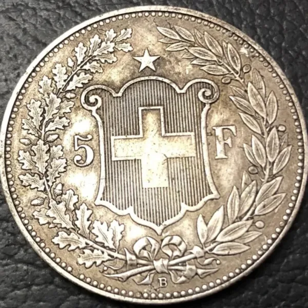 1907 Swiss 5 Franken Silver Plated Coin - Image 2