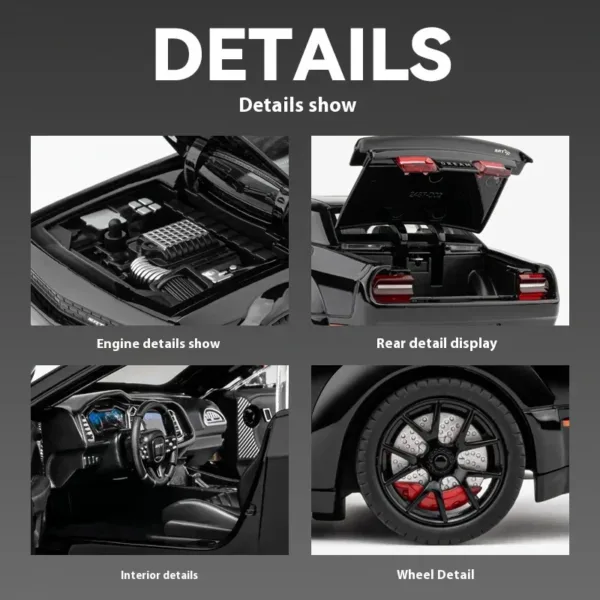 1:24 Dodge Challenger SRT Hellcat Diecast Model - Image 5