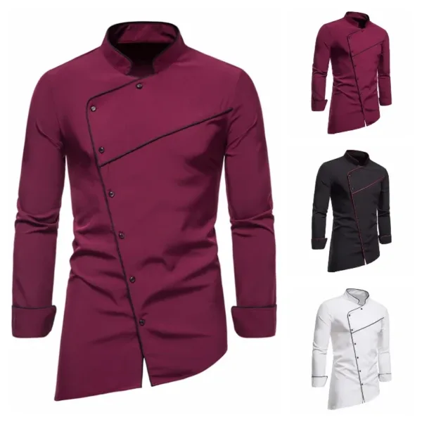 Men's Casual Color Block Long Sleeve Shirt