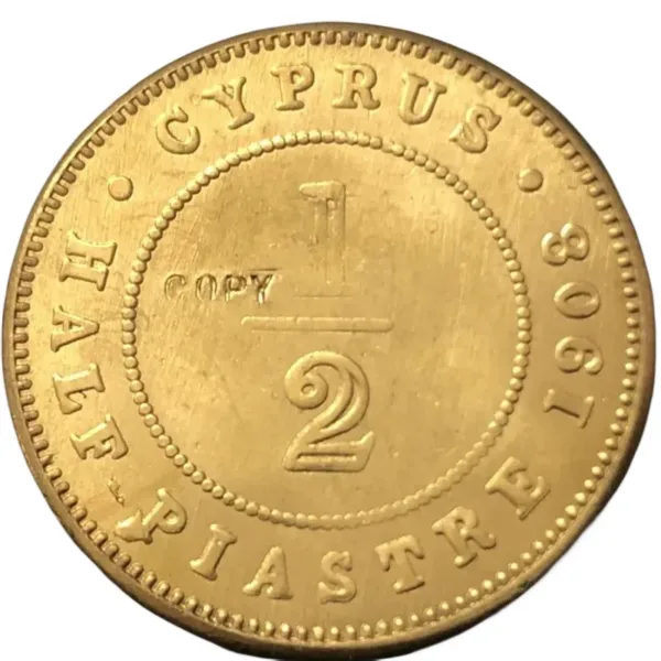 1908 Cyprus Half Piastre Bronze Coin Replica