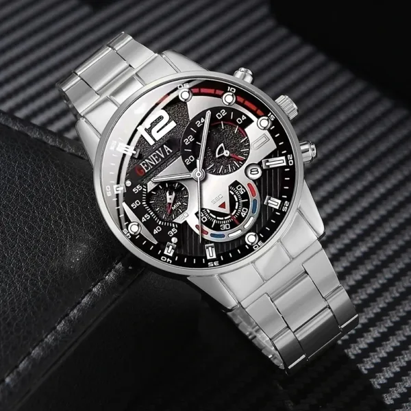 3PCS Men's Quartz Watch Set with Necklace & Bracelet - Image 5