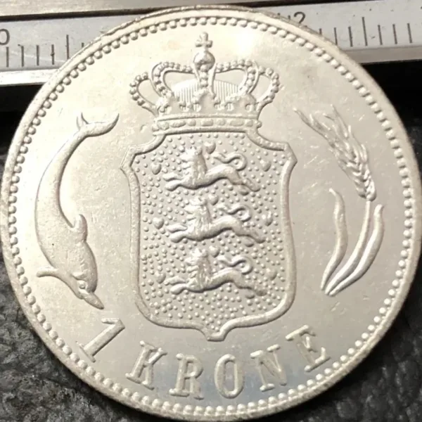 Denmark 1 Krone Antique Silver Copy Coin - Image 3