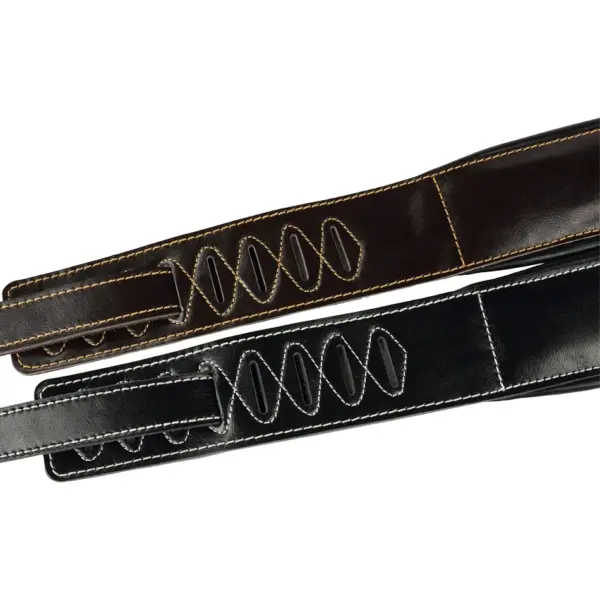 Adjustable Genuine Leather Guitar Strap Black/Brown - Image 4